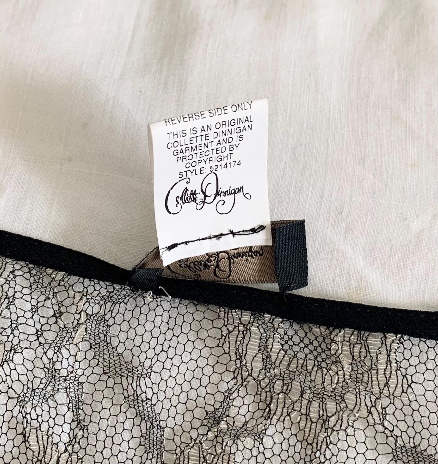 90s Collette Dinnigan Sheer Black and Iridescent Lace Dress