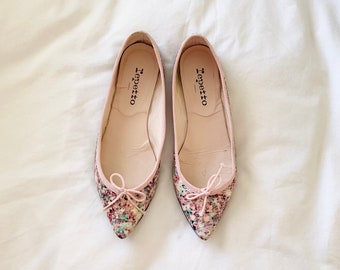 Y2K Repetto Pink Confetti Pointed Toe Ballet Flats - 6.5 to 7