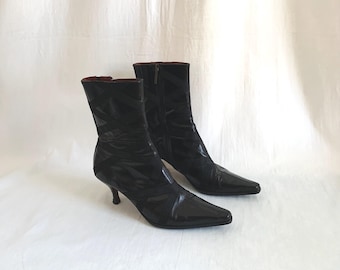 Bottes en cuir noires à bout pointu Donald J Pilner de l'an 2000 - 8