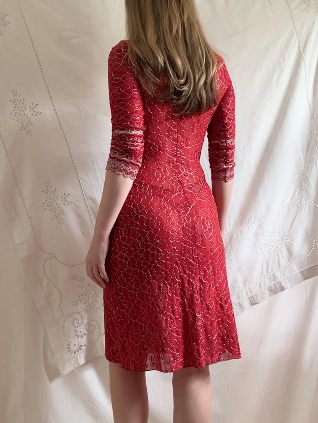 black lace mesh stripe insert midi dress Opera Lace Hem Midi Dress S main image 1