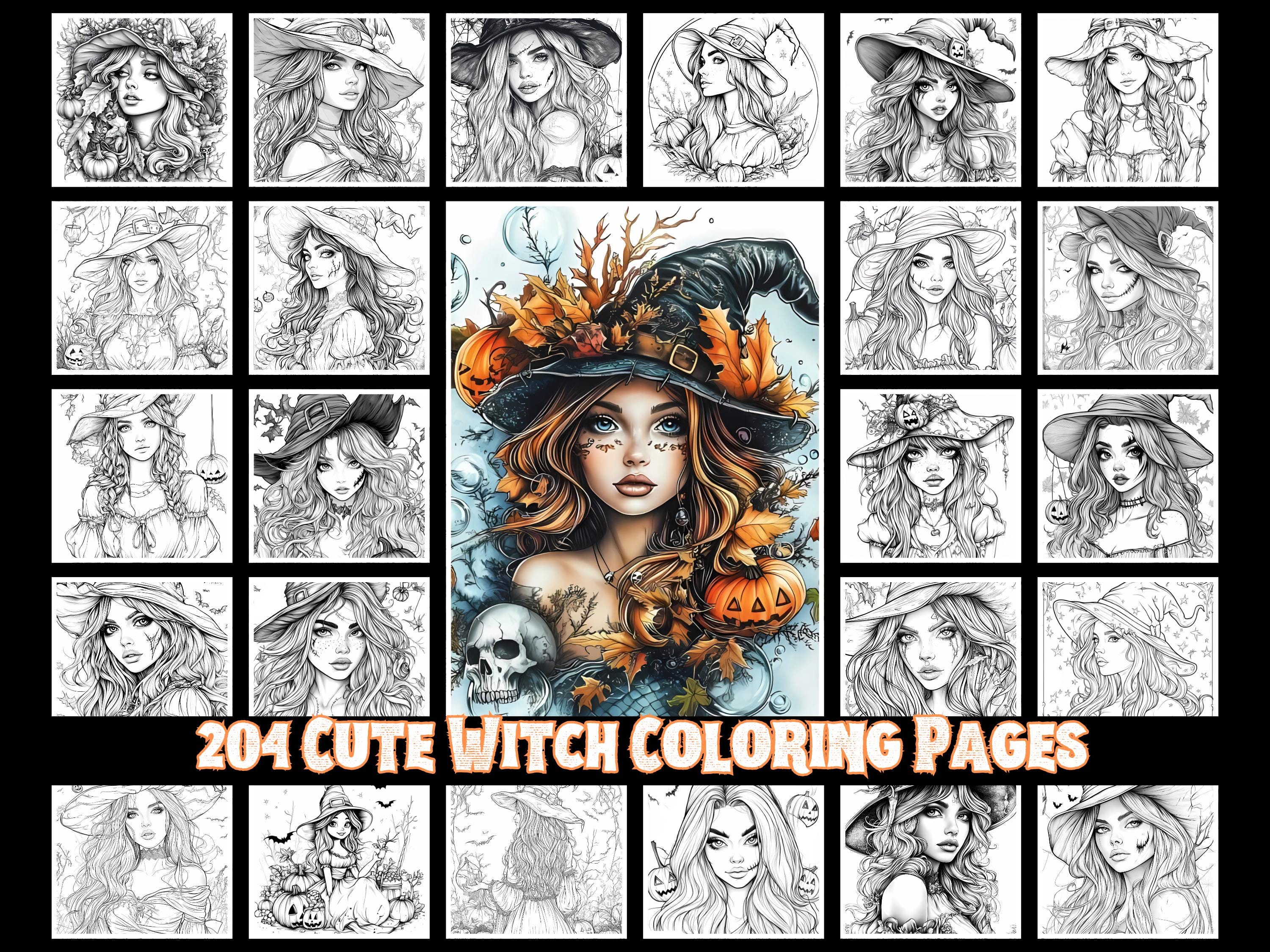Cute Witch Coloring Pages for Grown-ups and Kids | Adorable, Whimsical ...
