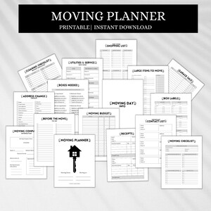 Moving Planner: The Ultimate Organizing Tool with Easy Checklists, Printable PDF in Black & White for Stress-Free Relocation