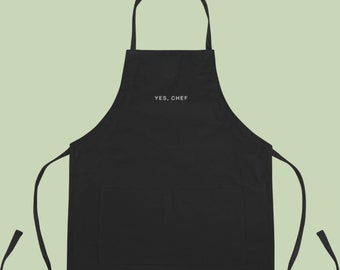 Yes, Chef Embroidered Apron | The Bear Show Apron | Culinary Gift | Yes Chef Apron | Gift for Foodie