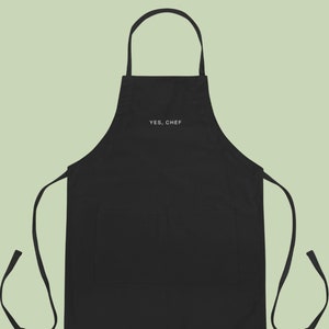 Yes, Chef Embroidered Apron | The Bear Show Apron | Culinary Gift | Yes Chef Apron | Gift for Foodie
