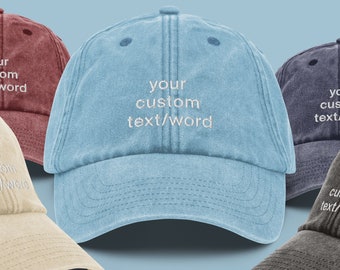 Gepersonaliseerde vintage hoed, op maat gemaakte geborduurde baseballpet, cadeau papa met gepersonaliseerde tekst