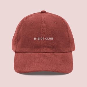 B-Side Club Embroidered Corduroy Cap | Funny Music Lover & Vinyl Gift