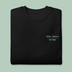 Broderad tröja för kalkylblad | Rolig gåva för kontors- och Excel-älskare