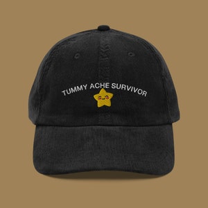 Tummy Ache Survivor Hat, Corduroy Meme Hat, Funny Baseball Cap, Hat Gift