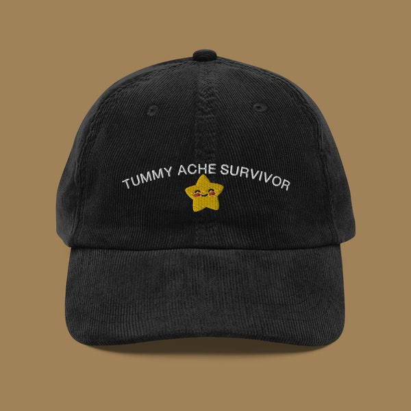 Tummy Ache Survivor Hat, Corduroy Meme Hat, Funny Baseball Cap, Hat Gift