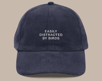 Easily Distracted by Birds Hat, Embroidered Birds Lover Hat, Birdwatcher Cap, Ornithology Gift