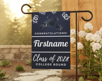 Custom College Bound Garden Flag, Custom College Yard Flag, Class Of 2028 Yard Sign, Personalized College Banner, College Bound