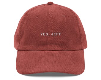 Yes Jeff Hat the Bear Embroidered Corduroy Cap