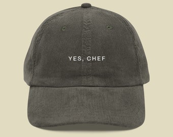 Gorro de pana bordado Yes Chef / Gorra de béisbol inspirada en el oso