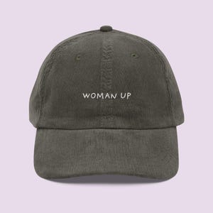 Woman Up Corduroy Hat | Feminist Embroidered Cap | Women&#39;s Rights Merch