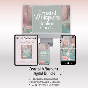 Crystal Whispers Oracle Deck + Ritual Guidebook + Meditation | Digital Spiritual Bundle for Intuition, Healing & Self-Love