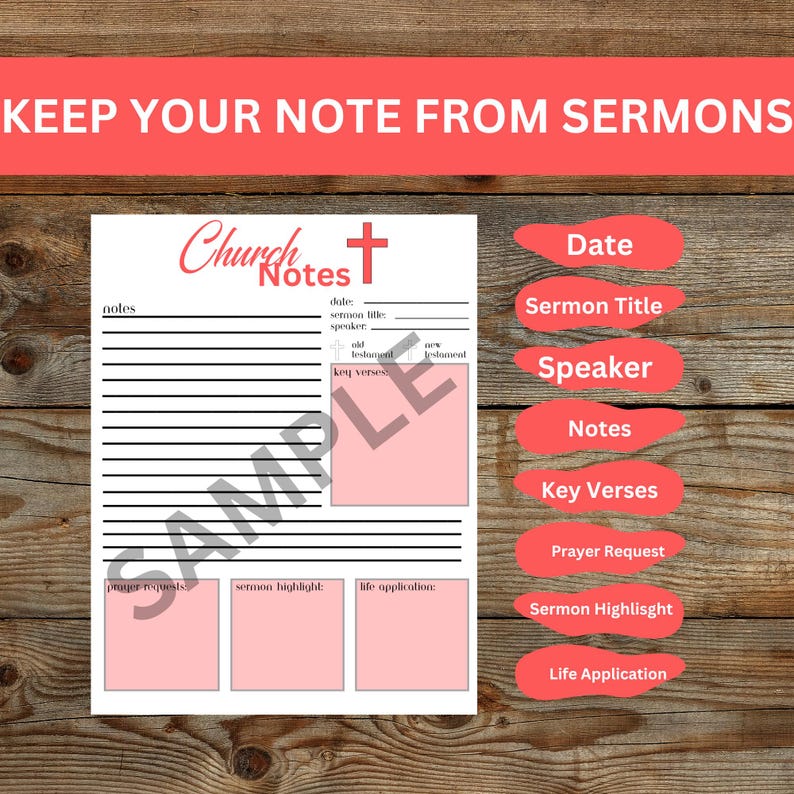 Sermon Notes Template for Church Notes Printable Bible Sermon Notes
