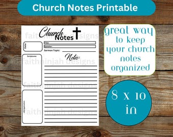 Bible Sermon Notes Printable | Church Notes Template | Faith Journal PDF | Digital Download