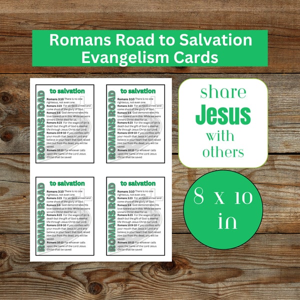 Romans Road to Salvation Evangelism Cards, Way to Salvation, Gospel Tract