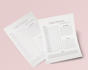 Printable Daily Planner | Minimalist To-Do List, Priorities (Digital Download)