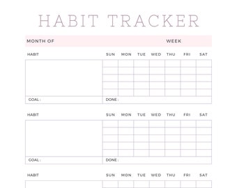 Printable Habit Tracker | Minimalist Daily, Weekly, Monthly (Digital Download)