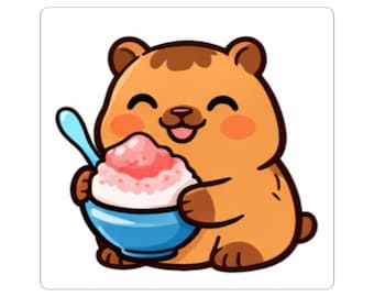 Cute Capybara Eating Shaved Ice Sticker