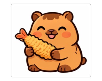Cute Capybara Eating Tempura Sticker