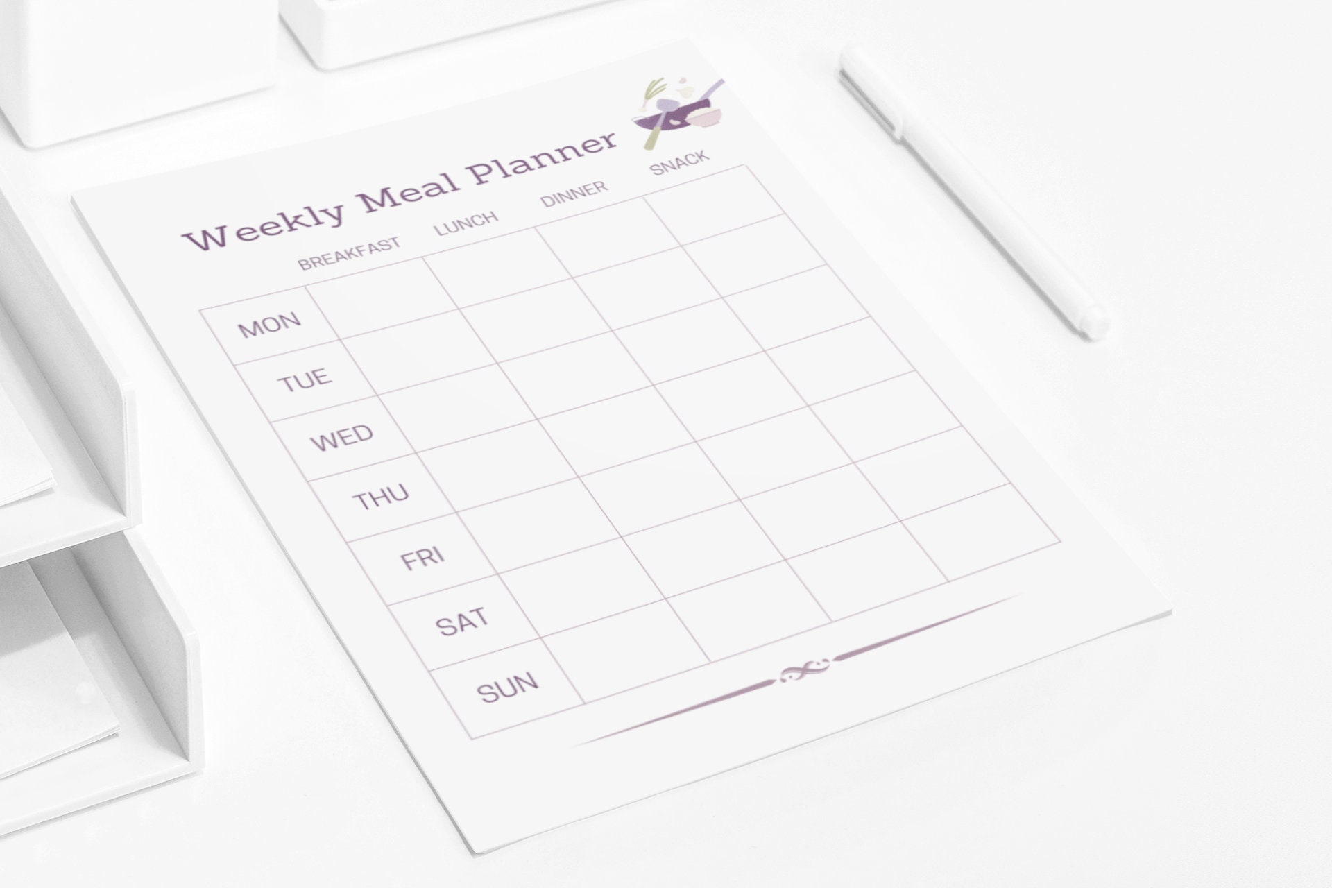 Printable Weekly Meal Planner Digital Weekly Meal Planner Minimalistic ...