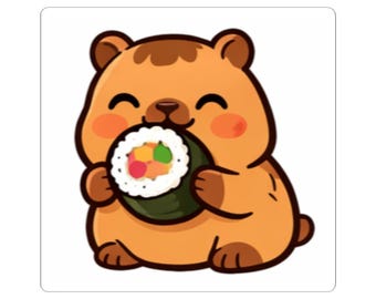 Cute Capybara Eating Sushi Sticker