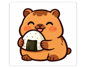 Cute Capybara Eating Onigiri Sticker