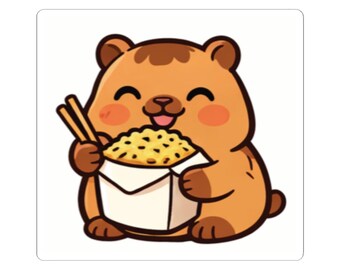 Cute Capybara Eating Fried Rice Sticker