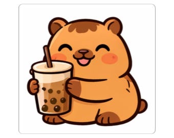 Cute Capybara Drinking Boba Tea Sticker