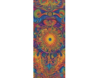 Psychedelic Pattern Yoga Mat, Rubber Exercise Pad