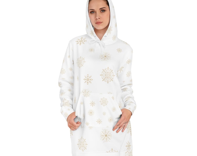 Featured listing image: Snowflake Print Hoodie Dress | Winter Fashion with Pockets