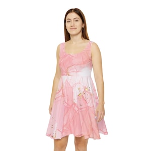 Pink Women&#39;s Skater Dress (AOP) women&#39;s clothing dresses evening dress summer dress short dress comfortable woman&#39;s fashion