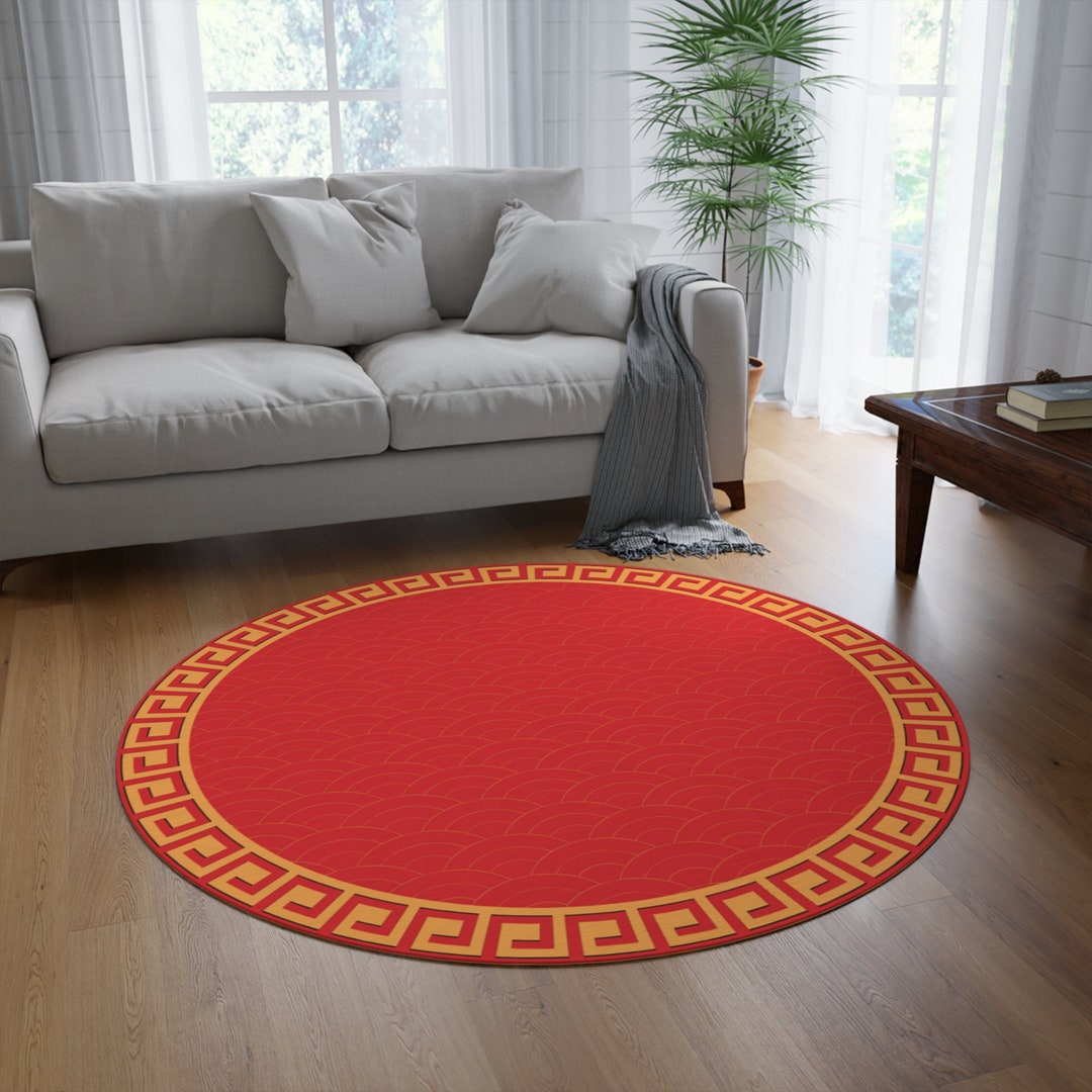 Chinese Red Round Rug Round Rug Red Round Rug Chinese Pattern Rug Area ...