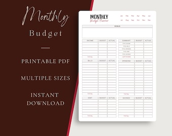 Monthly Budget Printable Planner | A5 Budget Template Printable | Budget Binder | Savings Tracker | Expense Tracker | Bill Tracker