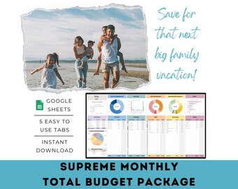 Monthly Budget Spreadsheet with Savings Tracker, Debt Tracker, and Bill Tracker | Monthly Budget Spreadsheet | Google Sheets Budget Template