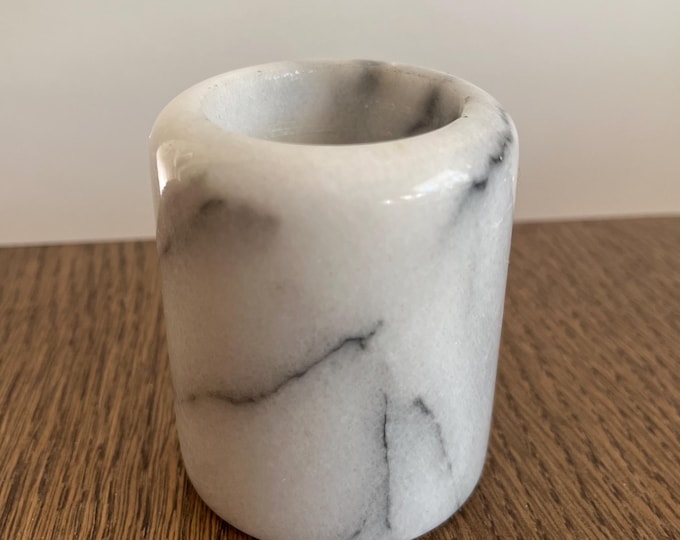 White marble candleholder, Swedish design.