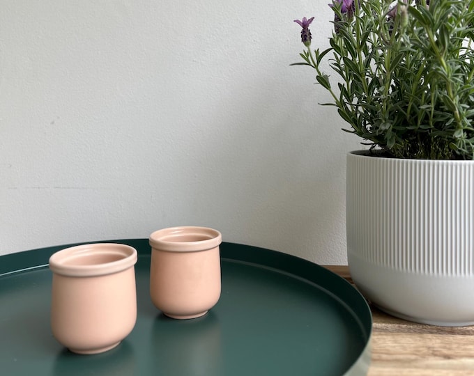 Set of 2 Small light pink cups by designer Matias Moellenbach Copenhagen. Danish Design. Scandinavian design. Handcrafted.
