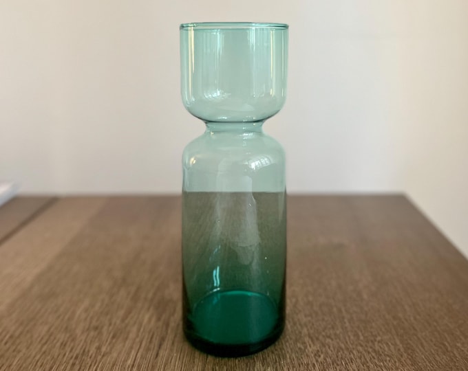 Blue glass vase, vintage 70s, Scandinavian design