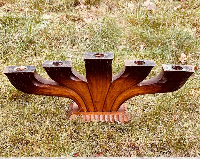 5-arm wooden advent candelabra. Christmas Candle holder. Handcrafted in Sweden. Scandinavian design.