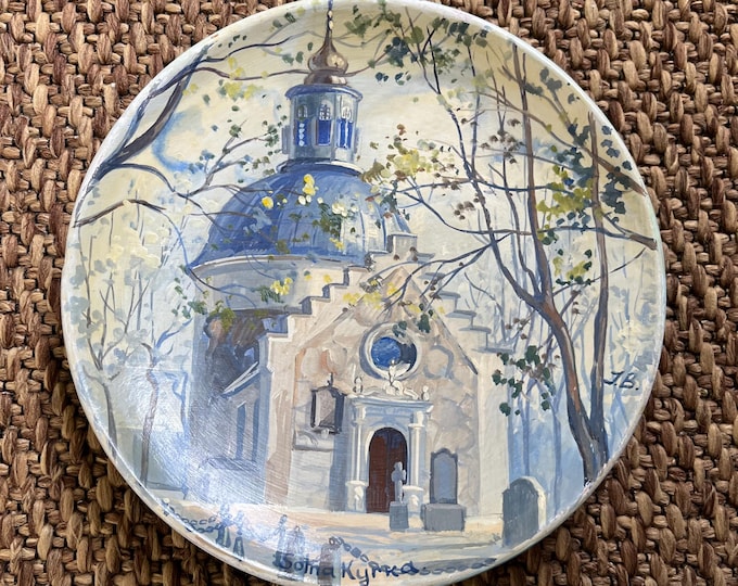 Hand painted decorative plate to hang on wall, Atelje Pallas, Sweden