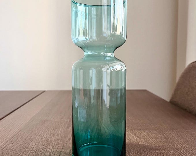 Blue glass vase, vintage 70s, Scandinavian design
