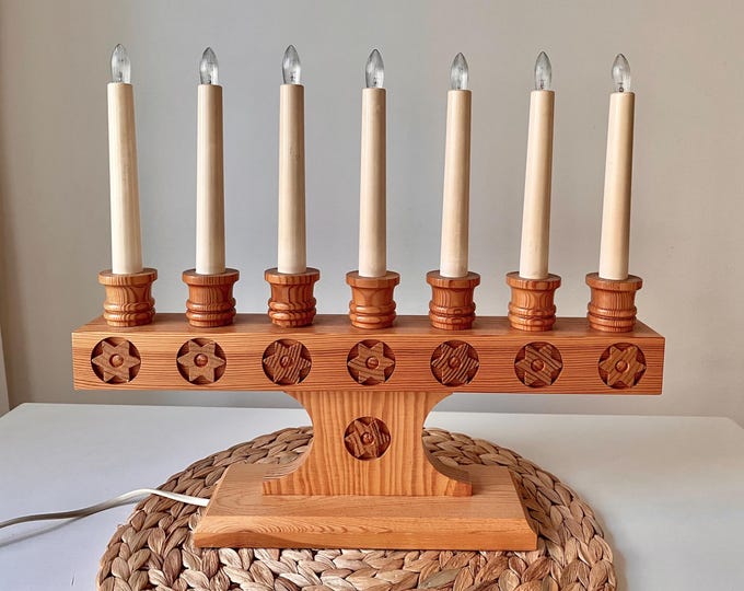 Electric advent candelabra, traditional, Sweden, wood, swedish design