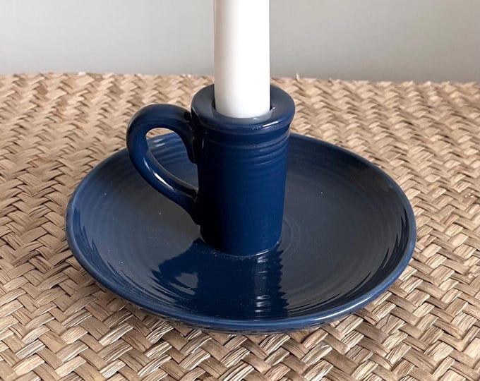 Blue Ceramic Candle Holder, Saga Form, Scandinavian Design, Round Shape