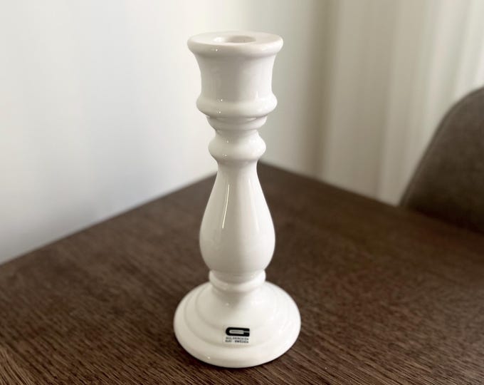 White ceramic candleholder, Guldkroken ceramic. Swedish design.
