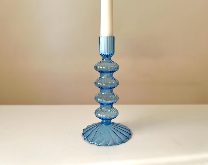 Vintage Glass Candlestick - Scandinavian Decor