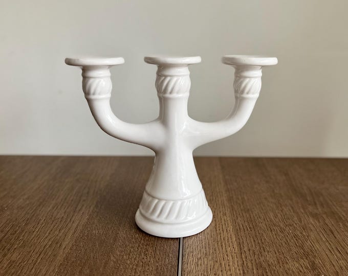 3-armed ceramic candle holder, Traditional Candelabra, Vintage Scandinavian design