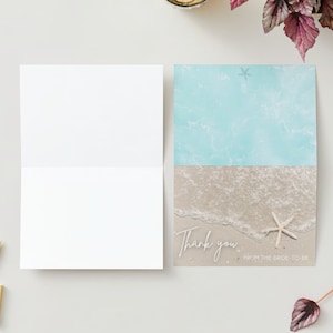 Bridal Shower Thank You Card Template Beach Themed - Fully Editable