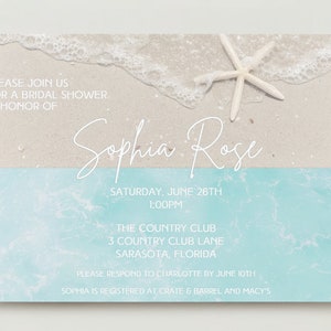 Bridal Shower Invitation Template - Beach Themed - Fully Editable